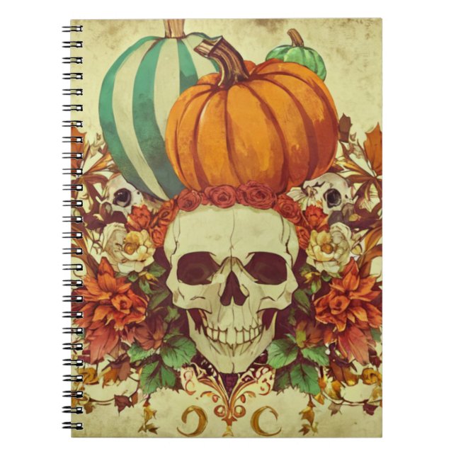 Carnet Automne/Automne/Halloween/citrouille/squelette (Devant)