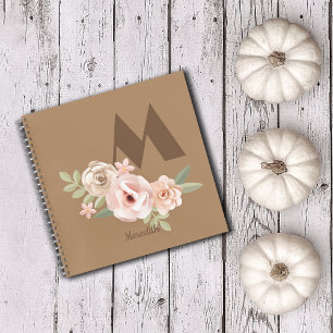 Carnet Automne automne Vintage initial Floral Nom personn