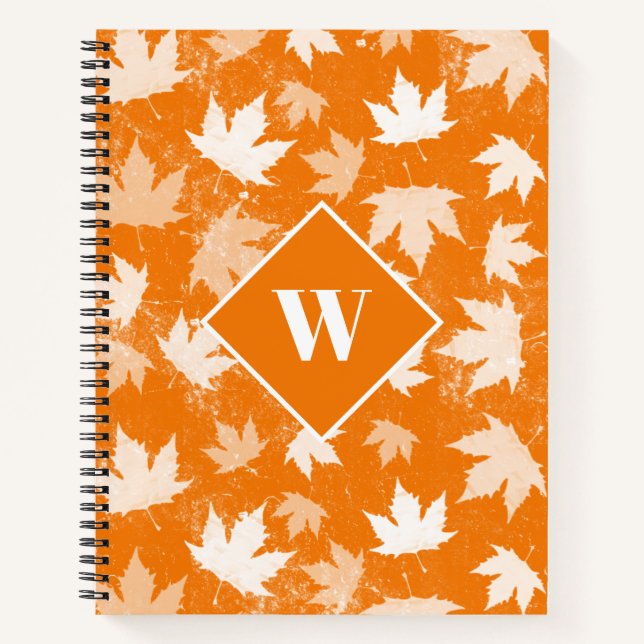 Carnet Automne Feuilles Motif Monogramme (Devant)