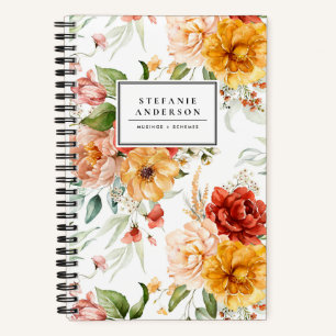 Carnet Automne Fleurs d'aquarelle et Motif de verdure