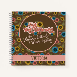 Carnet Autonomisation des femmes Hippie rétro rose floral