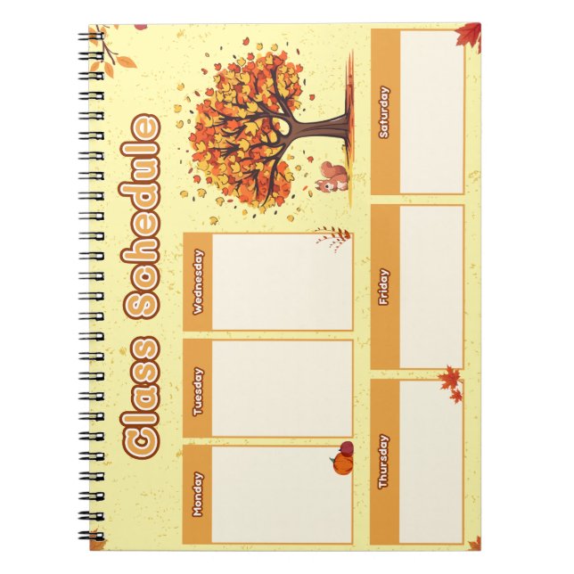 Carnet Autumn Class Schedule with Cute Fall Illustrations (Devant)