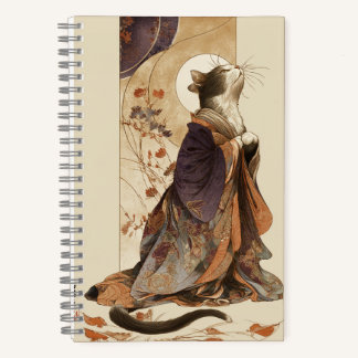 Carnet "Autumn Reverie" Japanese Cat in Kimono Art