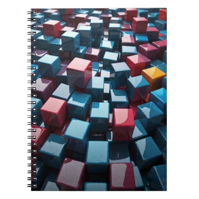 Carnet avec cubes géométriques 3D (Devant)