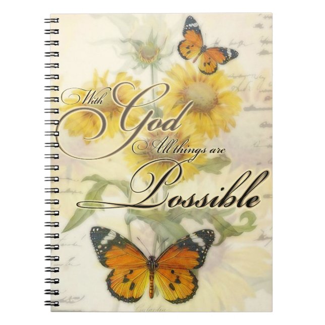 Carnet Avec Dieu des tournesols et des papillons (Devant)