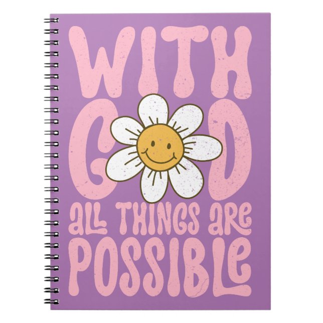 Carnet Avec Dieu Toutes Les Choses Possibles Retro Daisy  (Devant)