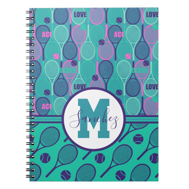 Carnet Avec le nom Minty et des raquettes de tennis viole (Devant)