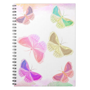 Carnet avec six papillons de différentes couleurs