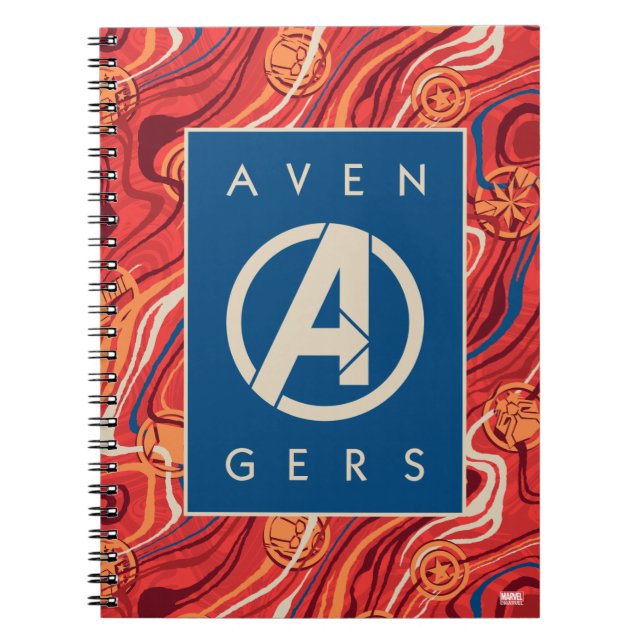 Carnet Avengers | Logo Avengers Peint en Marbre Rouge (Devant)
