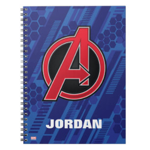Carnet Avengers   Motif de logo rouge Avengers haute tech