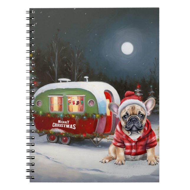 Carnet Aventure de Noël en caravane avec un bouledogue fr (Devant)