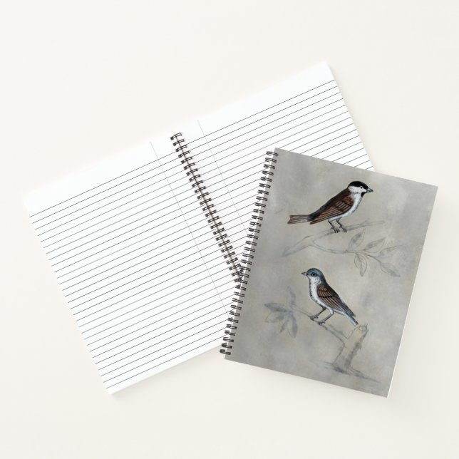 Carnet Aviaire argenté | Une paire d'oiseaux (Intérieur)