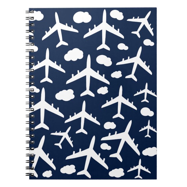 Carnet Avion volant bleu mignon (Devant)