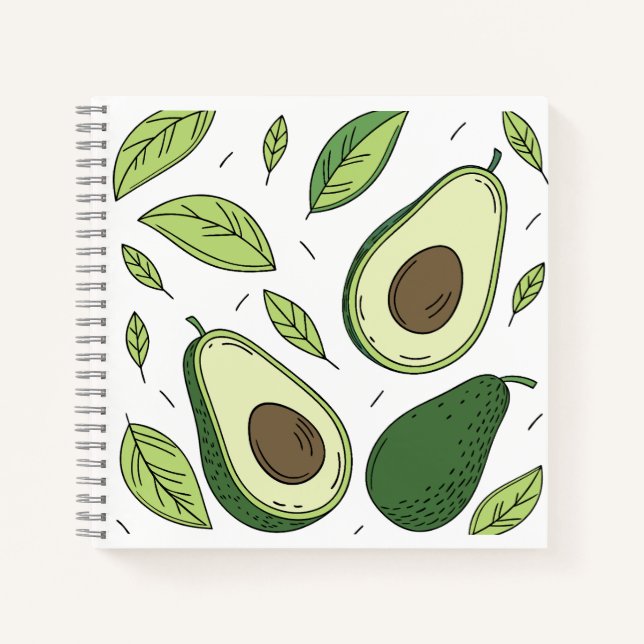Carnet Avocado frais avec Feuilles verts - couverture Car (Devant)