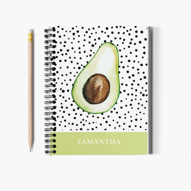 Carnet Avocado vert moderne Nom personnalisé (Créateur téléchargé)