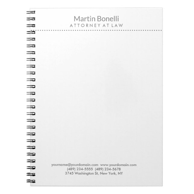 Carnet Avocat blanc à la loi Excellent Traditionnel Simpl (Devant)