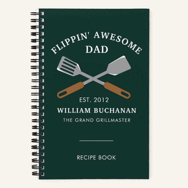 Carnet Awesome Dad BBQ Father Personalized Recipe (Recto)