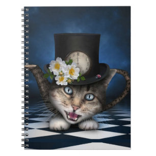 Carnet Awesome Mad Hatter Teapot Chat Conception Whimsica