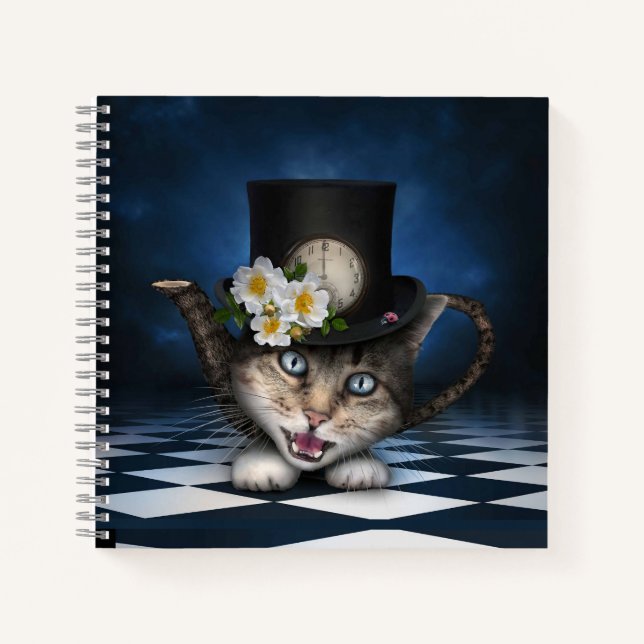 Carnet Awesome Mad Hatter Teapot Chat Conception Whimsica (Devant)