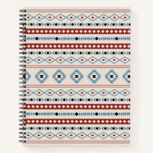 Carnet Aztec Blue Red Black Cream Mixte Motifs Motif
