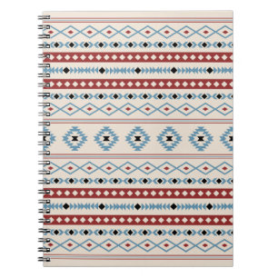 Carnet Aztec Blue Red Black Cream Mixte Motifs Motif