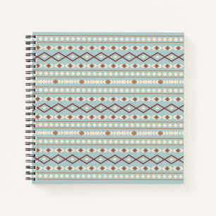 Carnet Aztec Formes Motif Rusts Crème Turquoise-Bleu