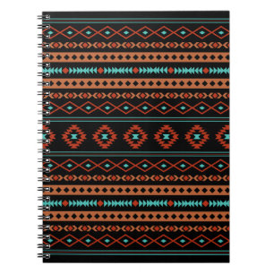 Carnet Aztec Rusts Turquoise Noir Motifs mélangés Motif