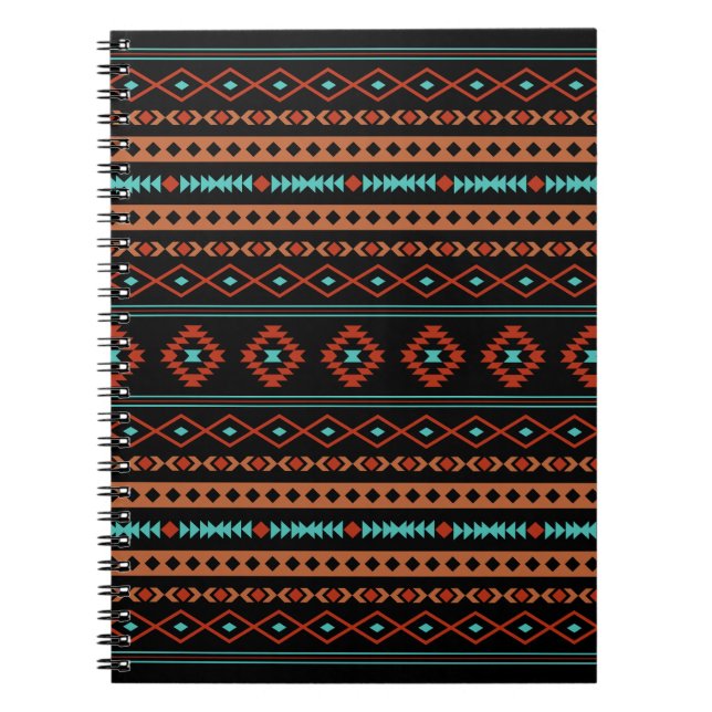 Carnet Aztec Rusts Turquoise Noir Motifs mélangés Motif (Devant)