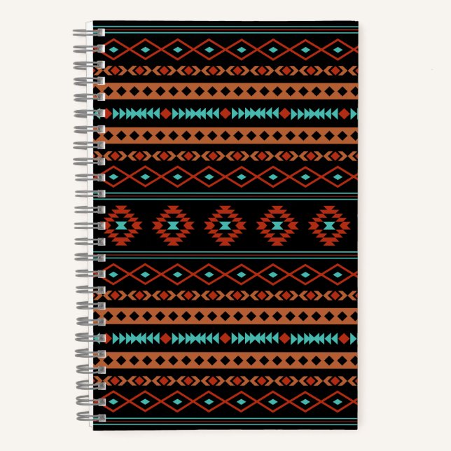 Carnet Aztec Rusts Turquoise Noir Motifs mélangés Motif (Recto)
