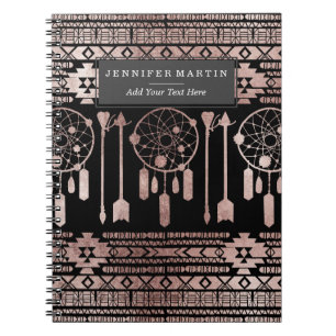 Carnet Aztèque tribal d'or rose de Dreamcatcher sur le