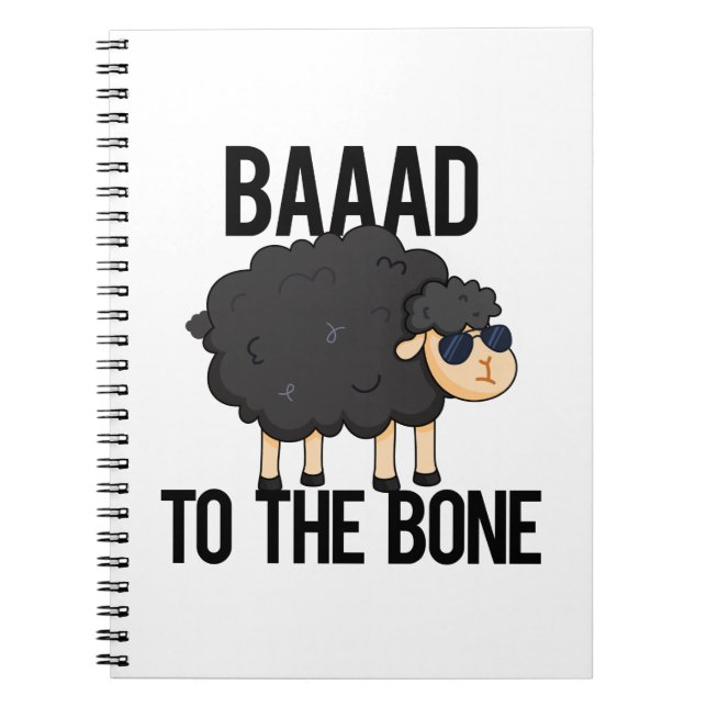 Carnet Baaad À L'Os Drôle Pun Mouton Noir Noir (Devant)