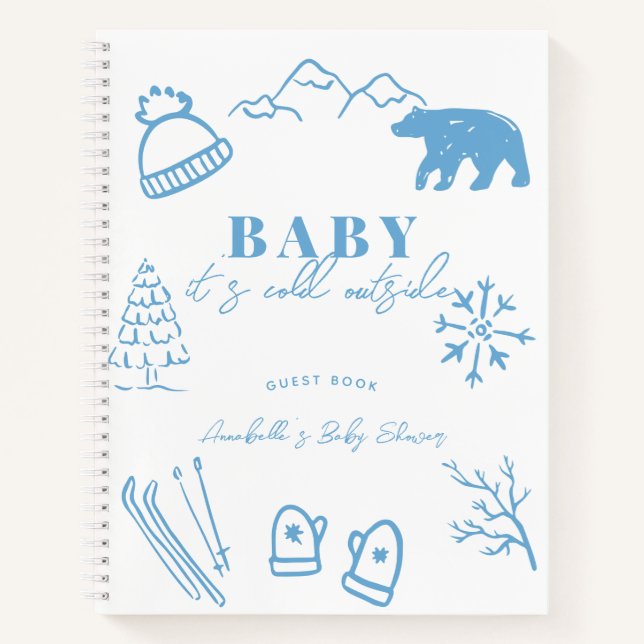 Carnet Baby It's Cold Outside Blue Baby Shower Guest Book (Devant)