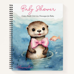 Carnet Baby Otter Girl Baby shower Guest Liste de cadeaux
