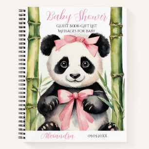 Carnet Baby Panda Bear Girl Baby shower Guest Liste de ca