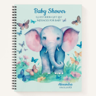 Carnet Baby shower Baby Elephant Invité Liste de cadeaux