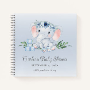 Carnet Baby shower bébé floral Eléphant mignon