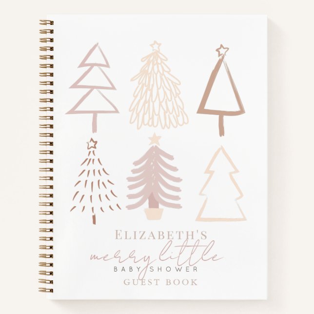 Carnet Baby shower Boho Pink Christmas Trees (Devant)