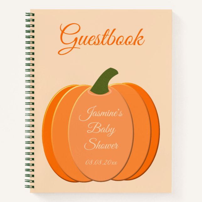 Carnet Baby shower Citrouille neutre genre mignon Orange (Devant)