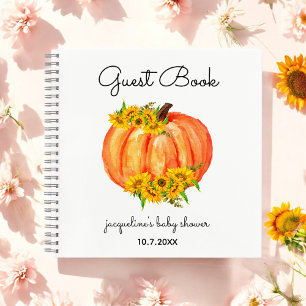 Carnet Baby shower citrouille Orange White Guest Book
