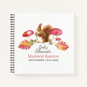 Carnet Baby shower d'aquarelle en bois d'écureuil