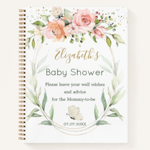 Carnet Baby shower de feuillage vert rose