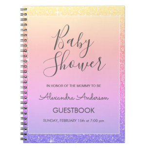 Carnet Baby shower de Parties scintillant rose pourpre