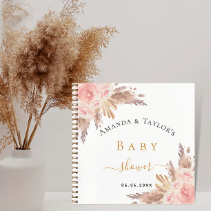 Carnet Baby shower d'hôtes pampas herbe rose rousse