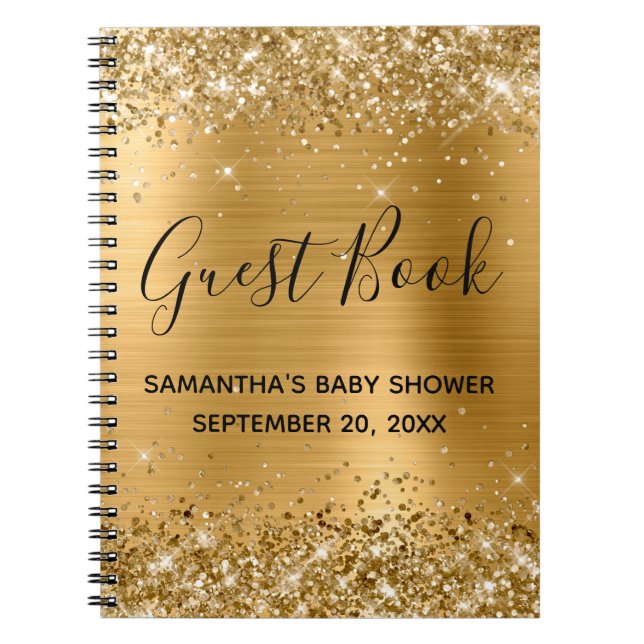 Carnet Baby shower d'huile d'or Glittery (Devant)