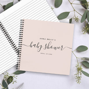 Carnet Baby shower moderne Blush Pink Chic Script invité