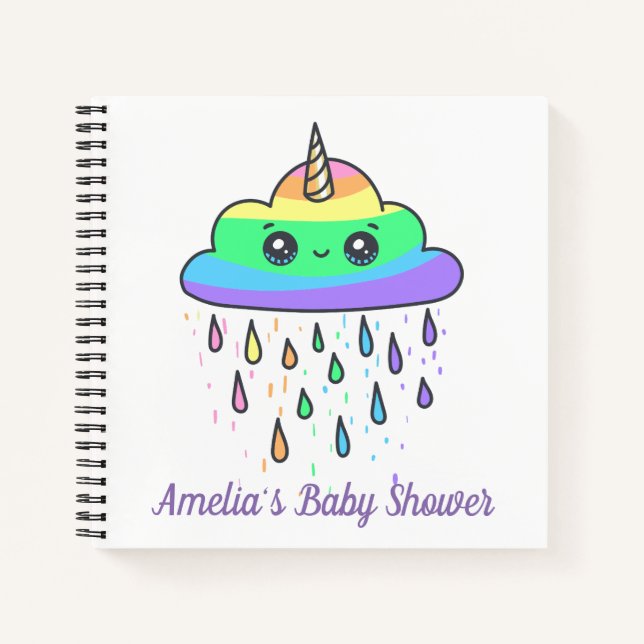 Carnet Baby shower nuage arc-en-ciel Unicorn (Devant)