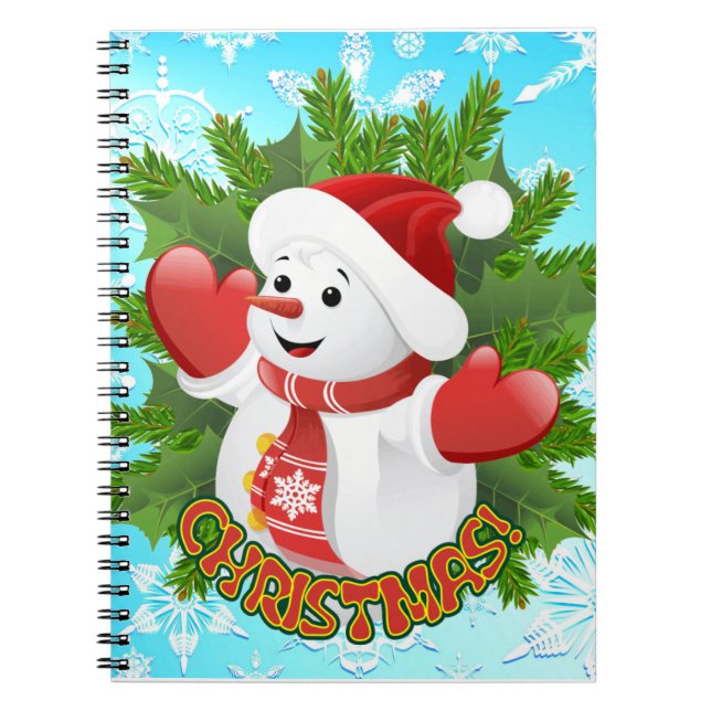 Carnet Baby Snowman avec ornement de flocons de neige en  (Devant)