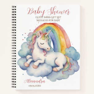 Carnet Baby Unicorn Girl Baby shower Guest Liste de cadea