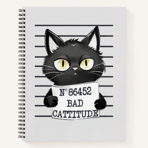 Carnet Bad Cattitude - Mugshot de chat noir
