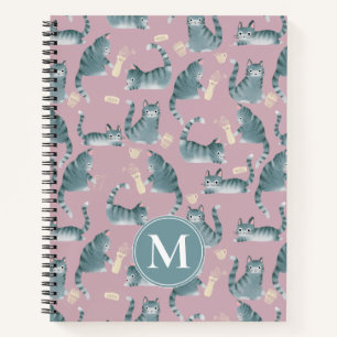 Carnet Bad Grey Tabby Chats Frappe Stuff Over & Monogramm